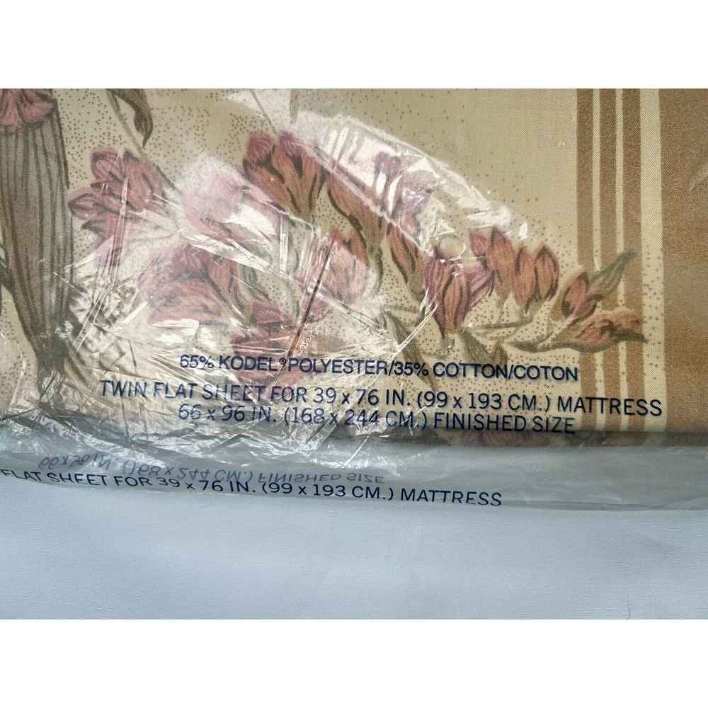 Vintage Bill Blass Springmaid Twin Sheet Palm Springs Percale No-Iron NOS NIP‎